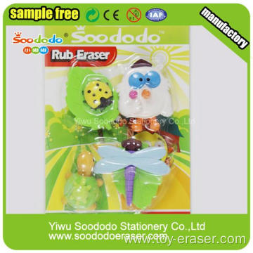 Packed Animal Rubber Eraser In Blister Card